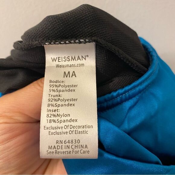 WEISSMAN Dance Costume aqua teal blue romper leotard The Cure 12900 adult - MA - Picture 9 of 11